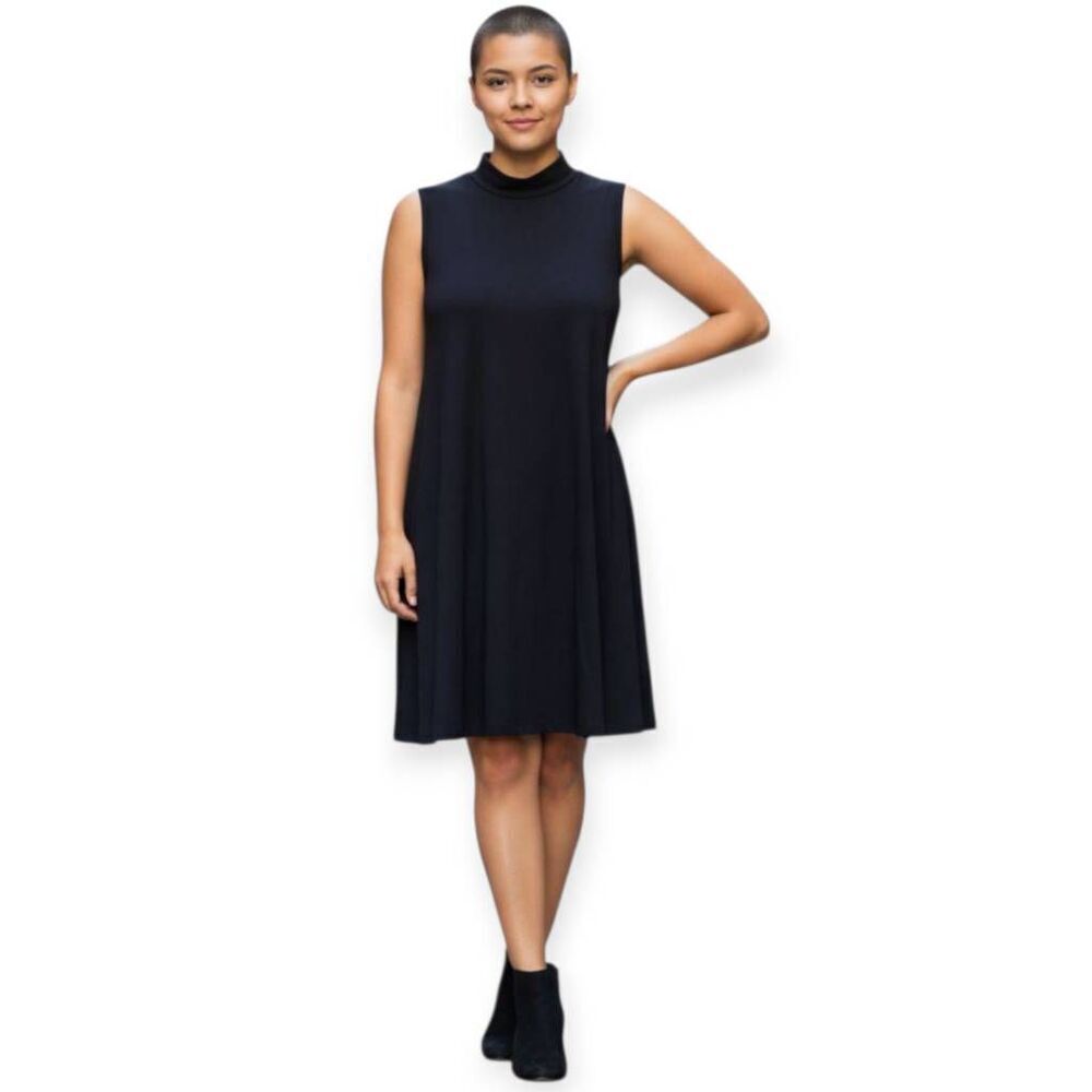 FADED GLORY NAVY BLUE MOCK NECK SWING DRESS SZ.L EUC